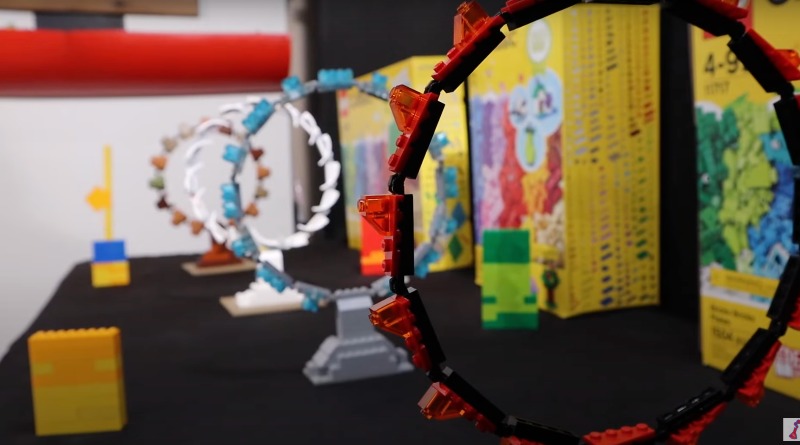 Flying drone navigates through tricky LEGO obstacle course