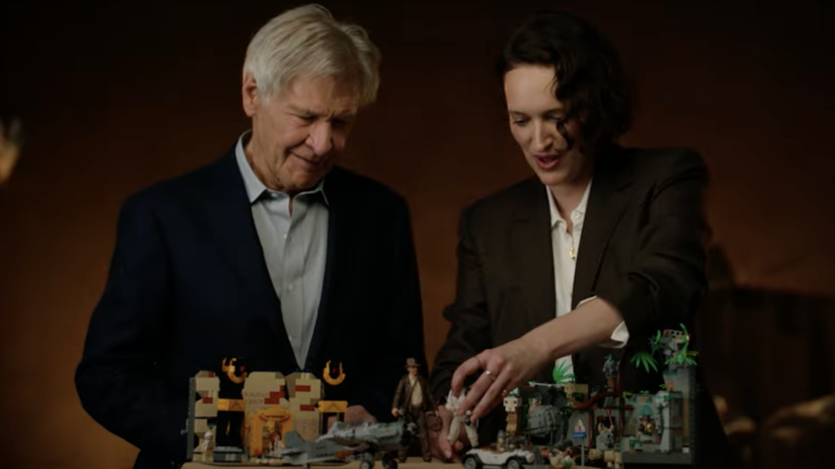 Harrison Ford and Phoebe Waller-Bridge react to LEGO Indiana Jones sets