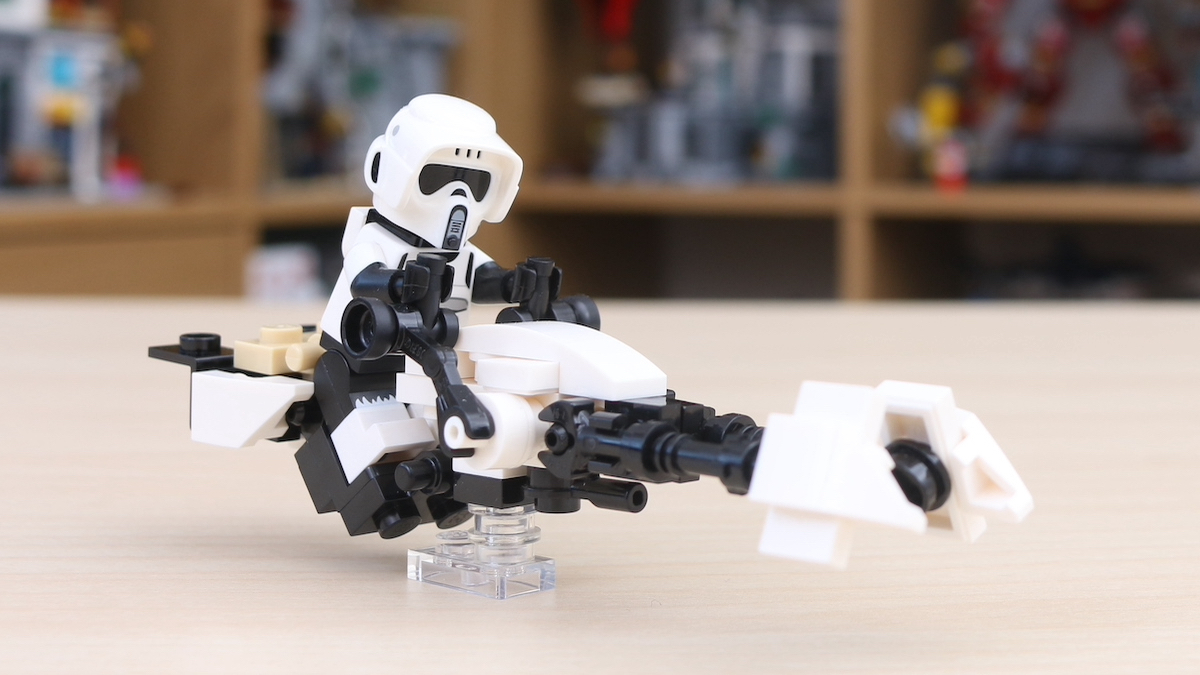 Build our custom LEGO Star Wars 74-Z speeder bike in brown or white