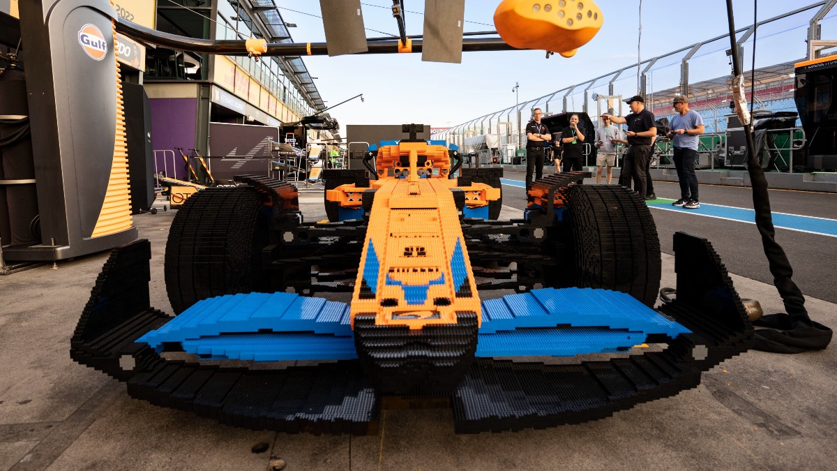 Life-sized LEGO Technic 42141 McLaren Formula 1 Race Car appears at Australian Grand Prix