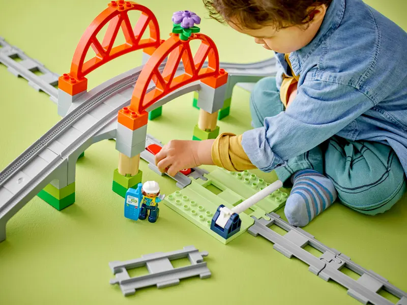 LEGO DUPLO 10426 Train Bridge and Tracks Expansion Set Lifestyle 2