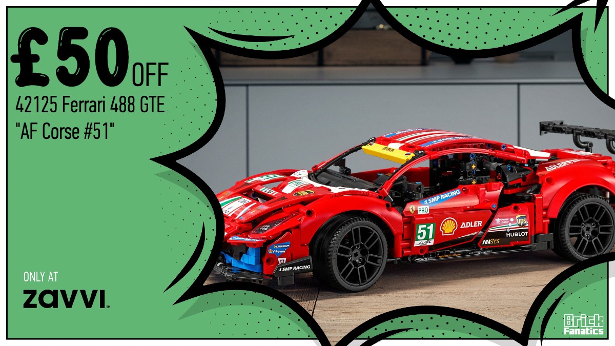 Zoom over to Zavvi and save £50 on LEGO Technic 42125 Ferrari 488 GTE "AF Corse #51"