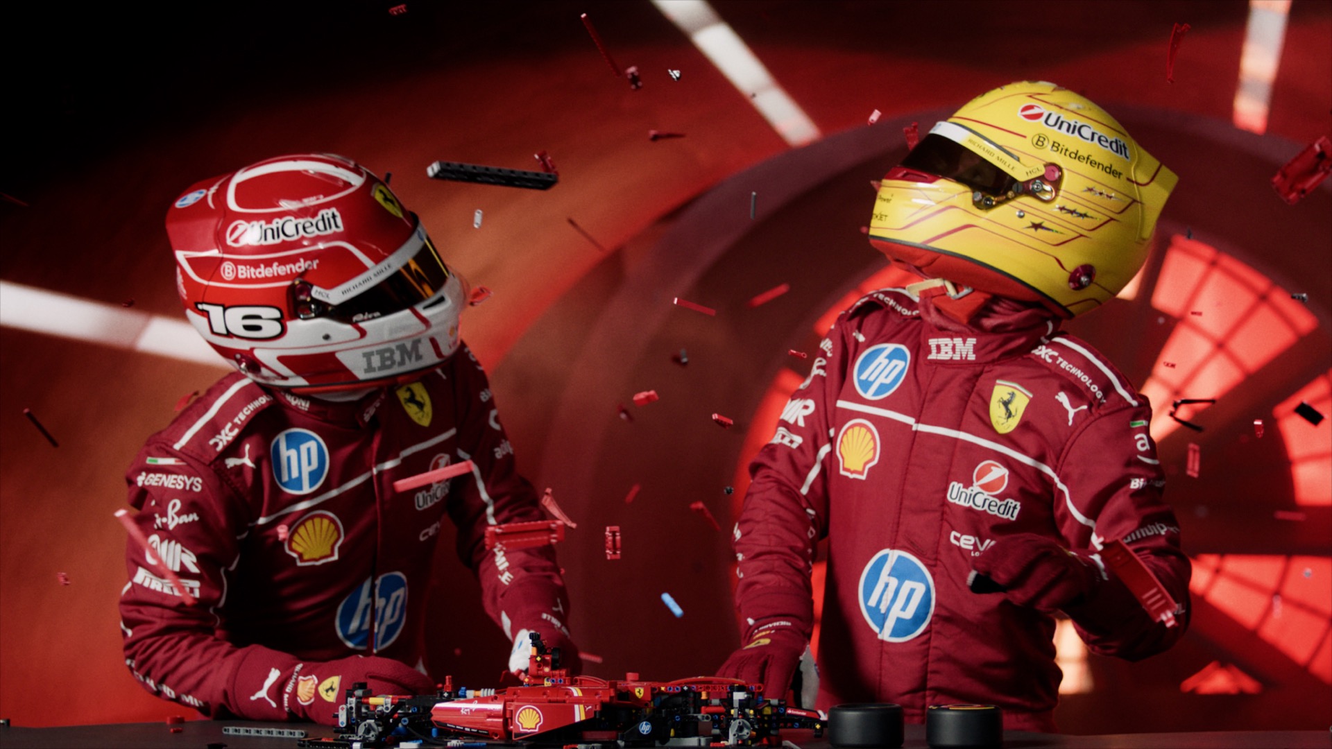LEGO puts Ferrari drivers to the test building Technic set in a wind tunnel