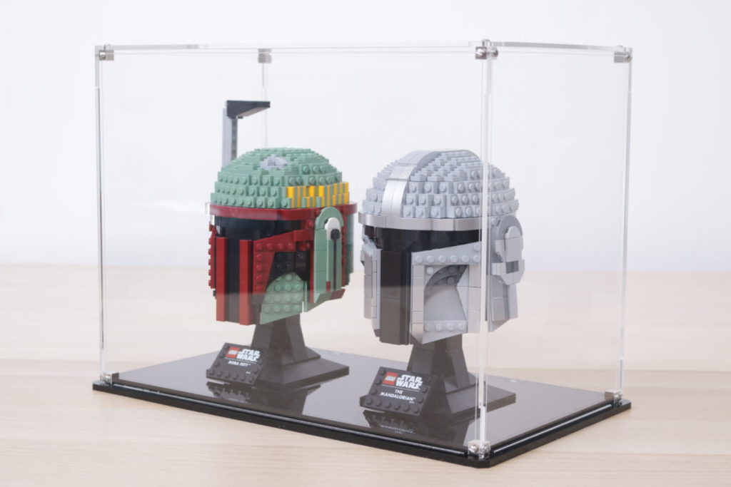 LEGO Star Wars Mandalorian Stormtrooper Scout Trooper Luke Skywalker Red Five Darth Vader Boba Fett Helmet Wicked Brick Display Case individual dual triple wall mounted 2 1024x683